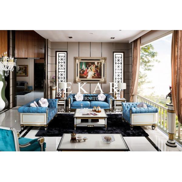 Wooden Luxury Rectangle Royal Spanish White Coffee Table