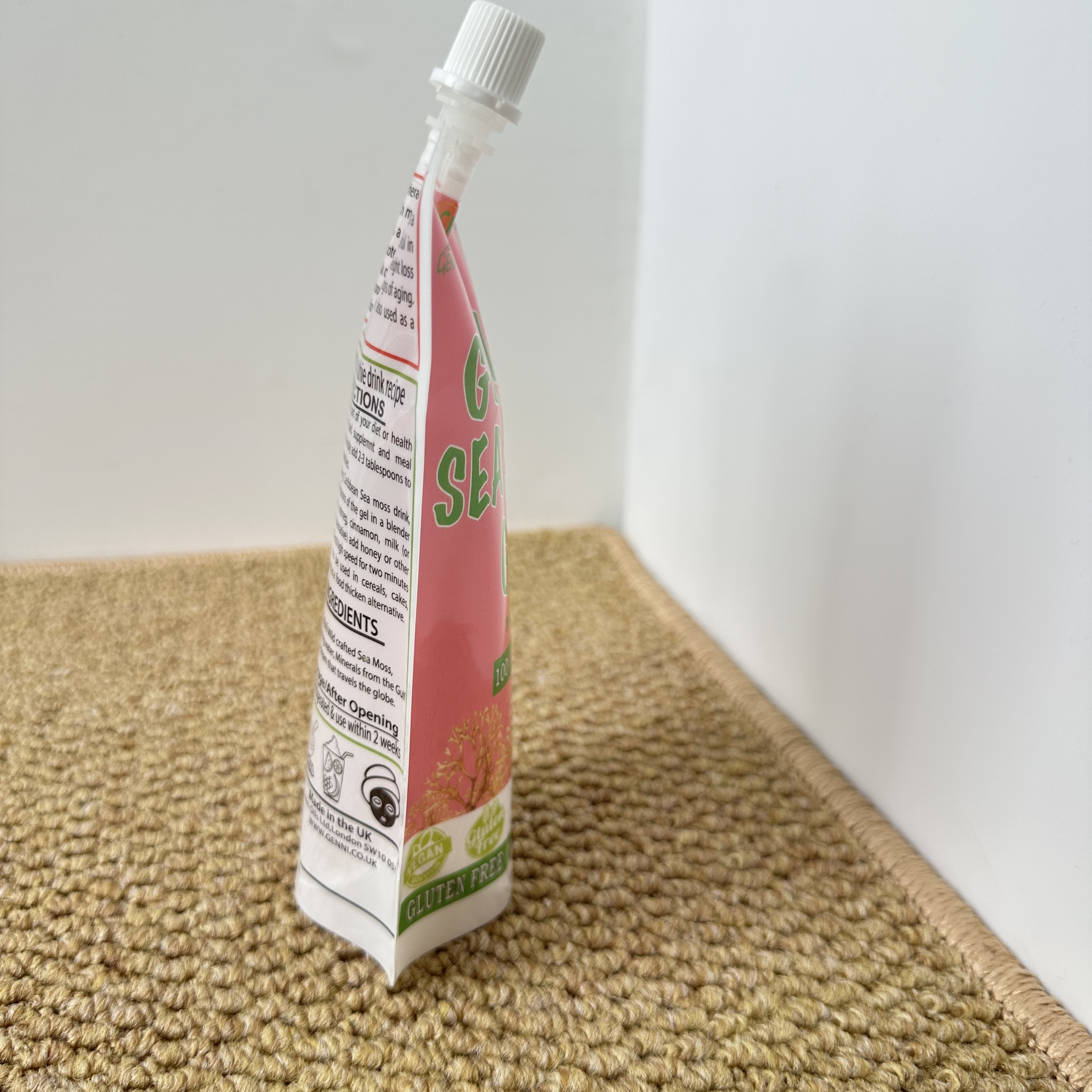 Custom Printed Stand Up Spout Pouch For Sea Moss Gel | Food Grade Leakproof Flexible Squeeze Pouch For Fruit Flavored Sea Moss Gel & Nutritional Gel Packaging
