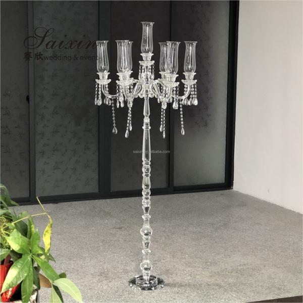 ZT-292 hot sale  tall floor standing decoration crystal candelabras for weddings