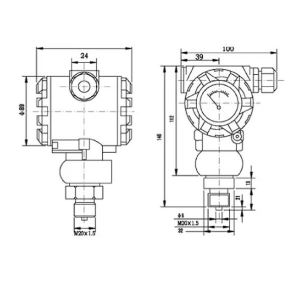 HQ120A Flange High Temperature Flat Diaphragm Pressure Transmitter