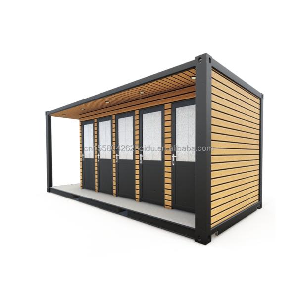 Baño exterior Contenedor de envío modificado estilo 20ft o 40ft Hecho de acero y panel de sándwich con ventanas de aleación de aluminio