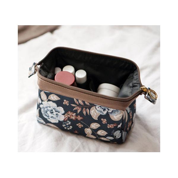 Flower Printed Makeup Pouch Organizer / Makeup Travel Case Organic Cotton