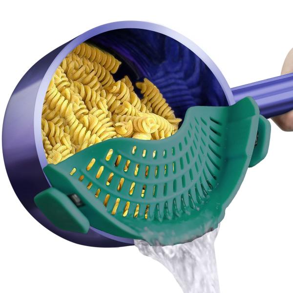 BPA Free Silicone Clip On Strainer For All Pots And Pans Pasta Strainer Clip On Food Strainer For Meat Vegetables Fruit