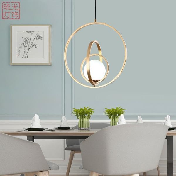 Galvanização de Ring Glass Ball Pendant Light da cor de cobre 3 do metal