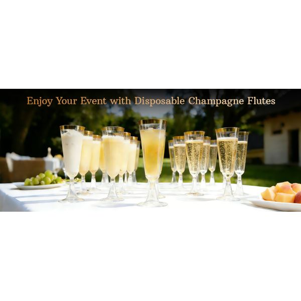 Plastic Champagne Flutes Disposable Glasses, 5oz Clear Champagne Toasting Glasses Bar Bulk Cocktail Cup Suitable for Weddings, Cocktail Parties & Outdoor Celebrations