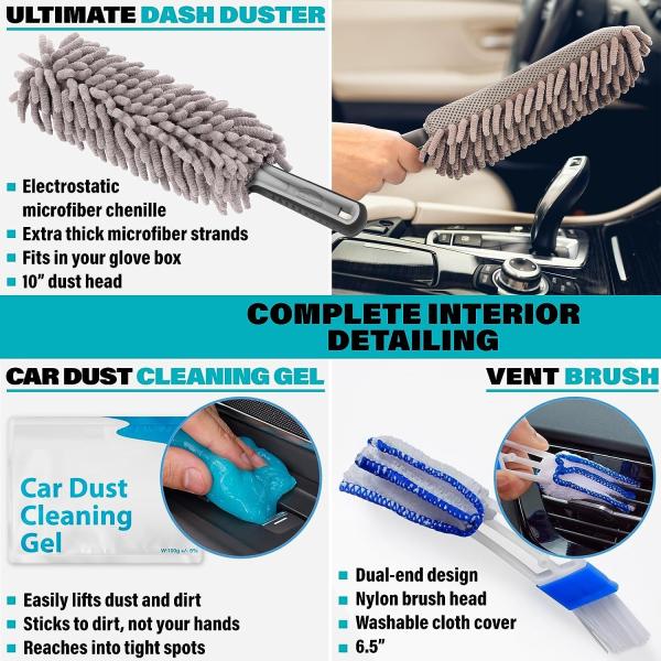 Car Cleaning Tools Kit, Car Detailing Kit, Car Detailing Brush Set with Carry Bag, Auto Drill Brush Car Wash Kit
