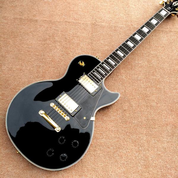 LP Custom Shop Black Color Electric Guitar EBONY Fretboard Binding frets Golden Hardware
