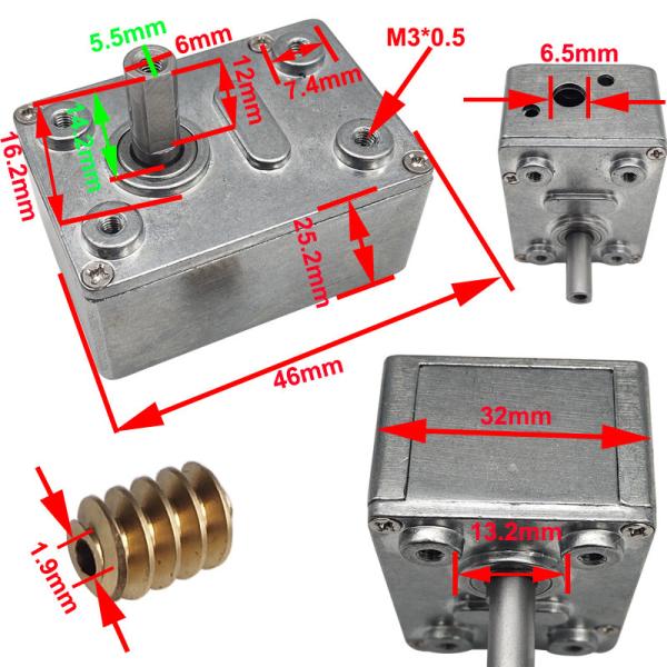 Rosh Small DC Jgy 370 Motor 4632 Gearbox Mini Worm Gear Motor