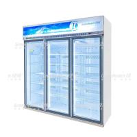 Conversão de frequência Comércio vidro display congelador com luz LED