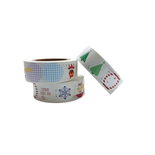 Customized Size Christmas Gift Stickers Labels Round Adhesive Seal Packaging Labels Sticker for Xmas New Year Party Gifts Decor