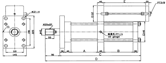 resistencia hidráulica de la presión del aceite del cilindro 30MPa del aumentador de presión del aire temporario doble de potencia de salida 3T de 63m m