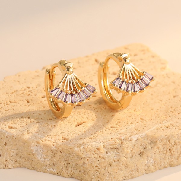 14K Gold Plated Brass 925 Silver Needle Hypoallergenic Women's Earrings Colorful Zircon Earrings Women's Earring Accessories