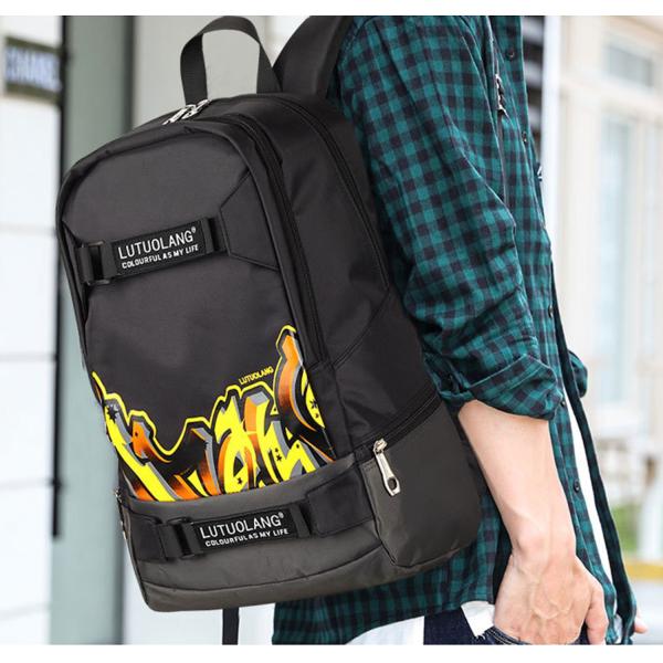 Middle school students bag sports fashion backpack men's shoulder bag printed Oxford cloth bag