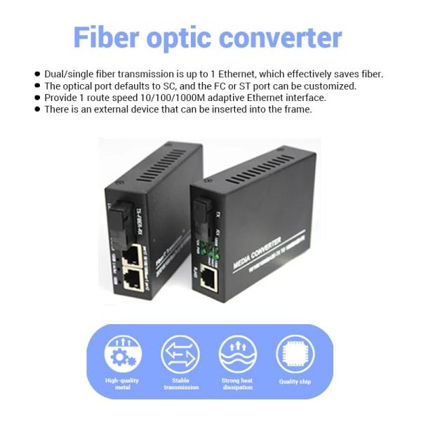 10 Волоконно-оптическое оборудование 310nm 1550nm 10/100M 20km RJ45 SC Connector Optical Wired LAN Media Converter