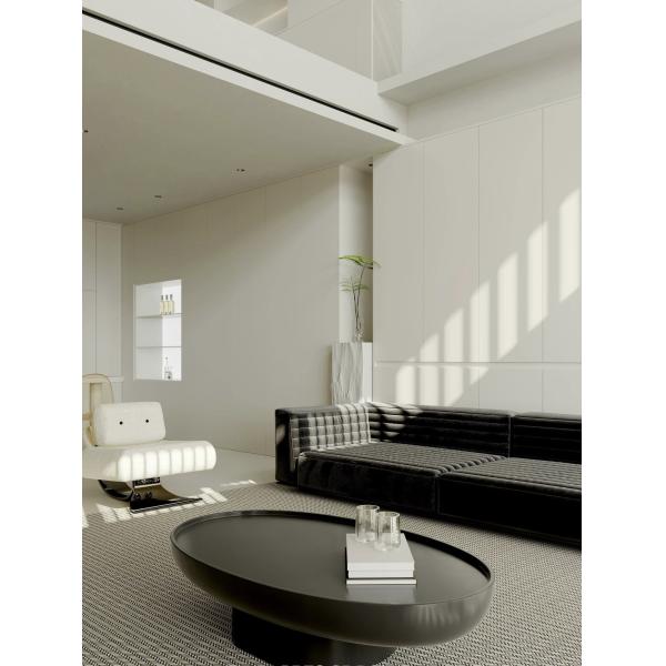 Black Fiberglass Oval Coffee Table Creative Premium Feeling Shaped High Durability