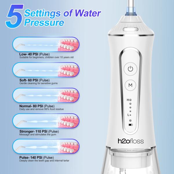 Cordless Water Flosser Teeth Cleaner 21W Travel IPX7 Waterproof Dental Floss Irrigator
