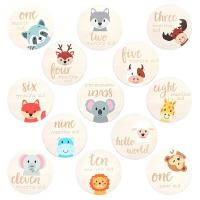 Cartes mensuelles de 100 mm Disques en bois pour animaux adorables Cartes de votre nouveau-né
