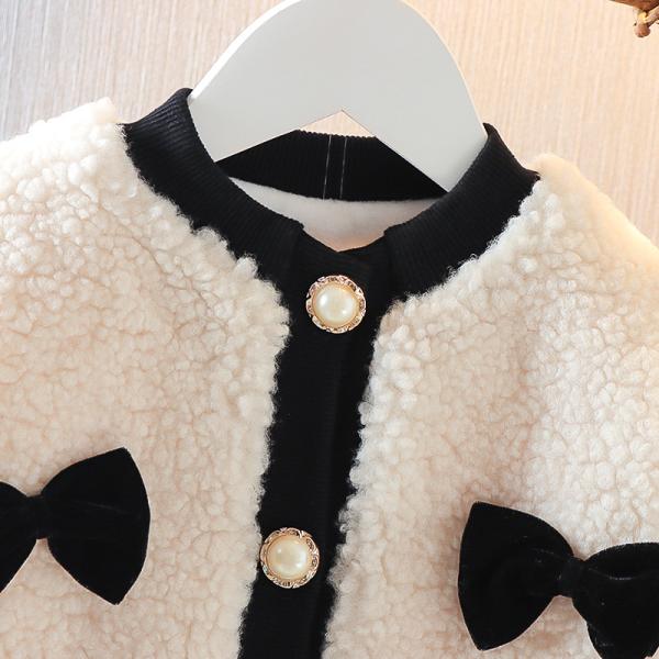 пальто зимы девушек 110cm 43in трехмерное с детьми куртки смычка