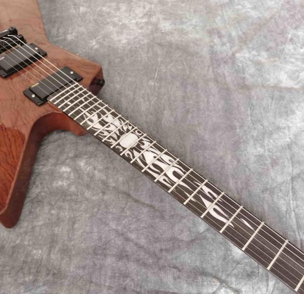 Rosewood Fingerboard Sun Inlays Fingerboard Electric Guitar in Brown with Black Hardware