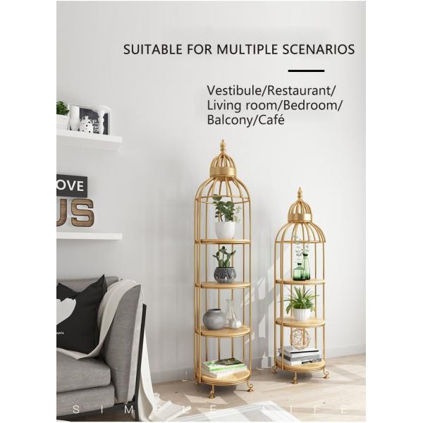 Interior Decoration Metal Display Racks And Stands Creative Bird Cage Shape Flower Shelf