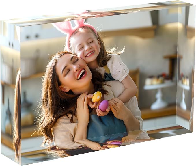 Clear Custom Acrylic Block Photo Frame Rectangular Shape Tabletop Mounting Type
