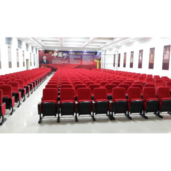 Movable Folded Church Furniture Chairs Electrostatic Spraying Feet Floor Mounted