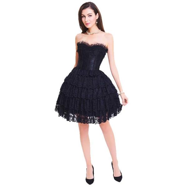 Vestido mais pechugón desossado floral de atadura do Shaper do corpo de Overbust do cetim superior do espartilho das mulheres