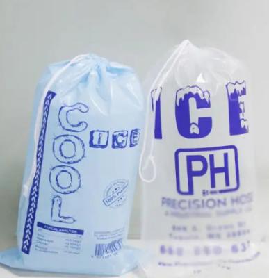 LDPE Drawstring Plastic Ice Bags Transparent Custom Printed Recycle
