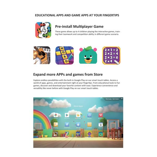 32 43inch Full HD Kindergarten Multi-Touchscreen Smart Table 50 55inch Kids Games Interactive Touch Tables For Children Kids