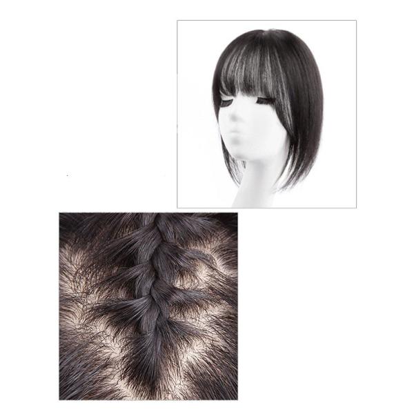 110% Density Silk Base Toupee with Bangs Brazilian Wedding Bridal Hair Accessory