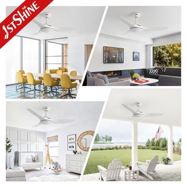 Moderno Design LED Ventilador de teto Smart controle remoto e design elegante com lâminas ABS brancas