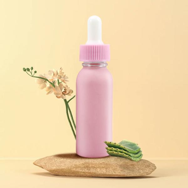 Wholesale Clear Frosted 30ml 1oz Plastic Pink White PET Round Dropper Bottle for Serum Essential Oil