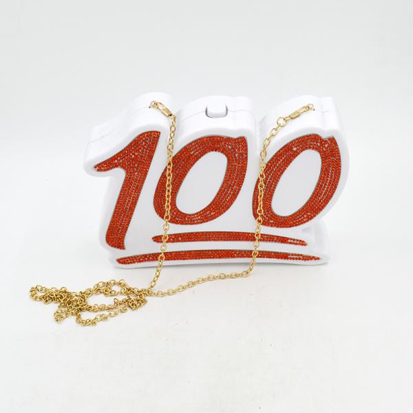 Creative 100 Shaped Red Acrylic Evening Clutch Bags For Women Daily Use