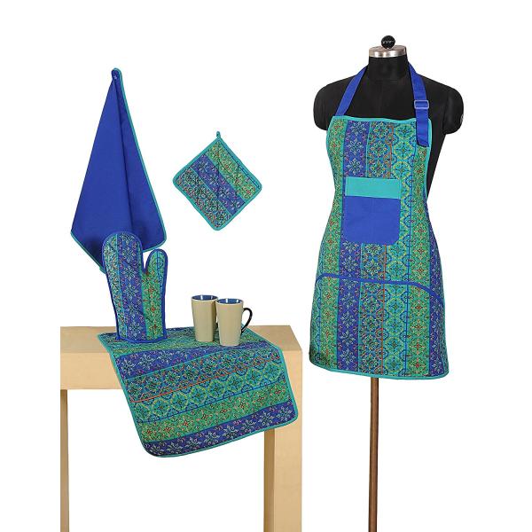 Ladies Apron, Adult Apron, Blue Kitchen Apron, Full Cooking Apron, Kitchen Apron, Floral Apron, Gift For Her, Full Apron