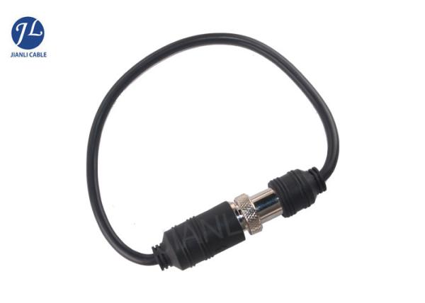Waterproof IP67 5 Pin Din CCTV Camera Cable 12V to 24V Power Black Color
