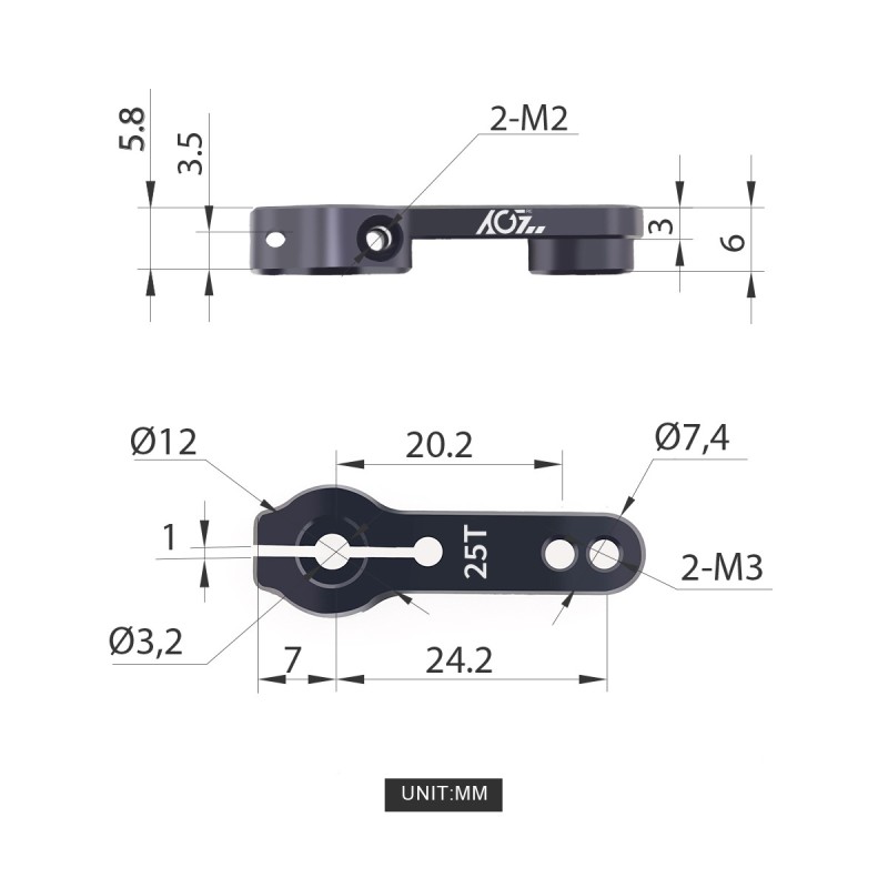 Agf Aoguangfei Hss20P2 25t Servo Metal Rocker Standard Remote Control Model Accessory Plastic Battery-Powered Toy Robots
