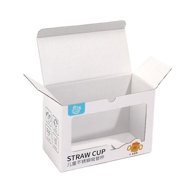 Logotipo personalizado Impreso Niños Copa de paja Sublimación Retail Stand Box con ventana transparente
