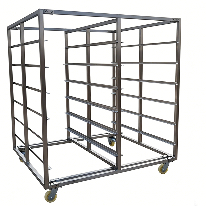 Stackable Stainless Steel Rack Trolley with 15 Tiers and Anti-Collision Bumper for Bakery and Warehouse