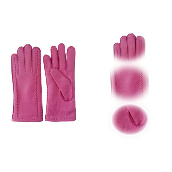 Women's Hand Made Full Finger Genuine Deerskin Leather Gloves Cashmere Lining Gloves