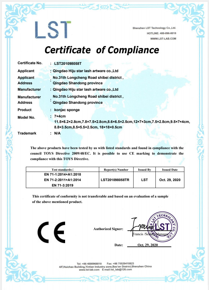 Qingdao Hiju Star Lash Artware Co., Ltd Сертификации