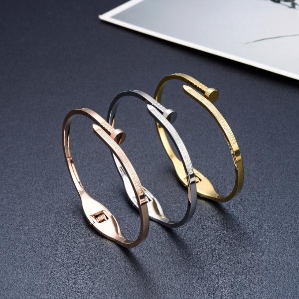 58X44mm Stainless Steel Designer Jewelry Rhinestone Gold Bracelet With Screw