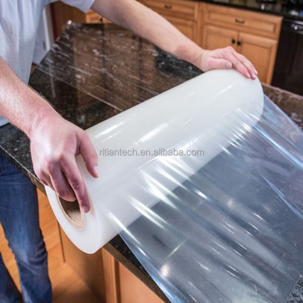 Película protectora de PE soluble en agua resistente al calor a 60℃ para mármol y granito, no deja residuos