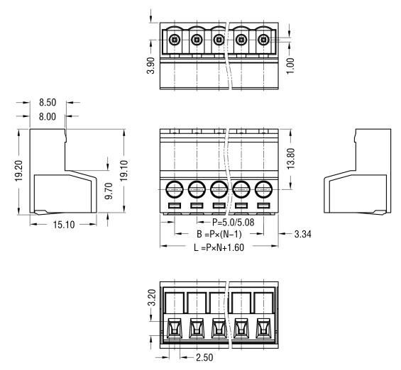 Тип соединитель HQ2EDGKR-5.0/5.08mm уплотнения терминального блока Pcb Pluggable