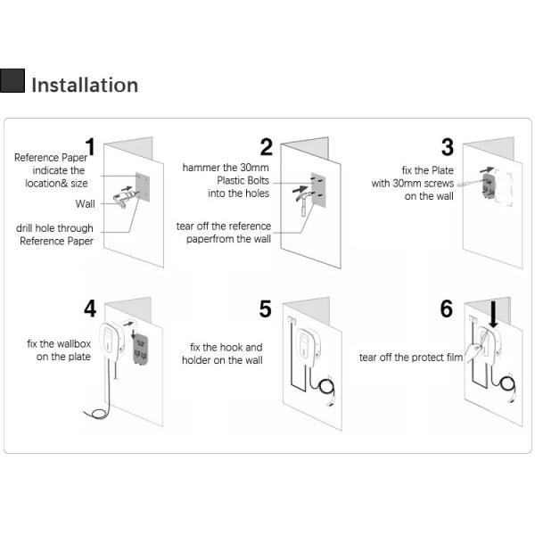 Стена установила быструю белизну черноты зарядной станции 7kw IP66 Wallbox EV заряжателя