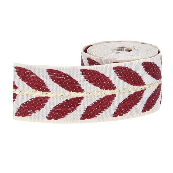 25mm*2y Jacquard Leaf Ribbon Eco Friendly Christmas Ribbon Wired