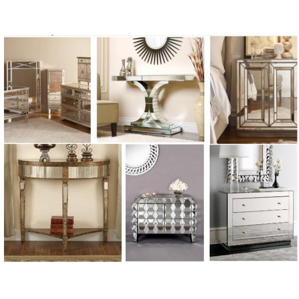 Modern 2 Door Crystal Mirrored Buffet Cabinet Rolling Bar OEM