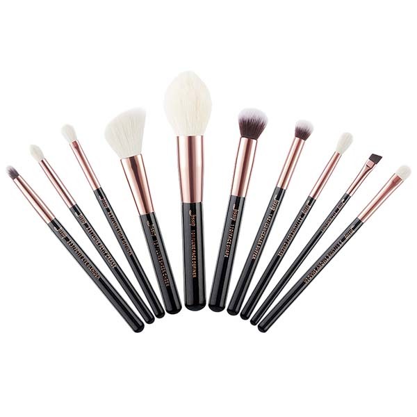 Portable Eco ISO14001 Natural Makeup Brushes Set 10 Piece Collection