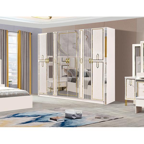 Durable MDF White Wood Bedroom Sets Furniture model 861 Luxury King Size