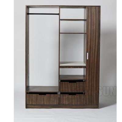 3 Drawers Hotel Room Wardrobe With Stainless Steel Rod And 2 Shelves Closet