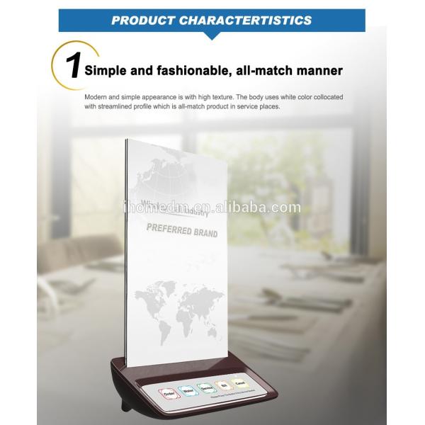 Botón de llamada de camarero inalámbrico para porta menú de tablero acrílico